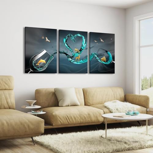 Modisches Weinglas-Dekorationsgemälde für die Restaurantlobby, Wanddekoration für den Innenbereich, Kunst, Schlafzimmerdekor und Zubehör (70 x 100 cm x 3 / ohne Rahmen) von JKEVCBIAX