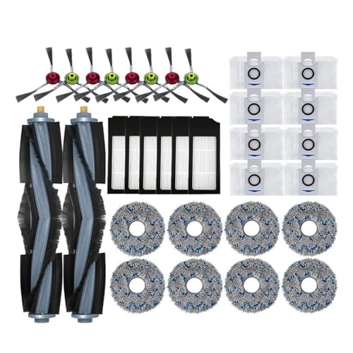 Staubsaugerzubehör Mopp-Staubbeutel Hepa-Filter Hauptseitenbürste Mülleimer, kompatibel for Ecovacs T10 OMNI(32pcs As shown) von JKFMCD