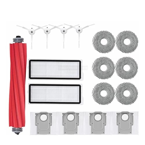 Staubsaugerzubehör Staubbeutel Hauptseitenbürste Hepa-Filter Mopptücher Ersatz, kompatibel for Roborock Q Revo MaxV(17 As shown-W) von JKFMCD