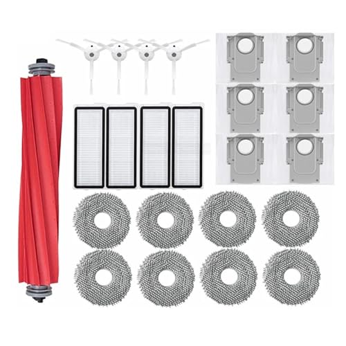 Staubsaugerzubehör Staubbeutel Hauptseitenbürste Hepa-Filter Mopptücher Ersatz, kompatibel for Roborock Q Revo MaxV(23 As shown-W) von JKFMCD