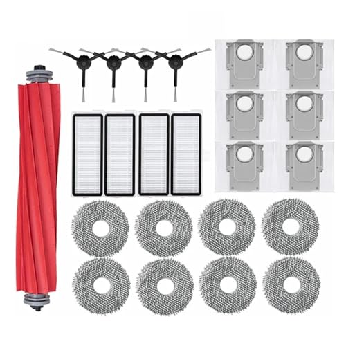 Staubsaugerzubehör Staubbeutel Hauptseitenbürste Hepa-Filter Mopptücher Ersatz, kompatibel mit Roborock Q Revo S/Q Revo Pro(23 As shown-B) von JKFMCD