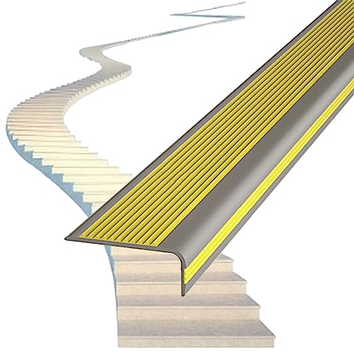 1 Stück Treppenkantenkante for den Außenbereich – 3 Zoll breite, rutschfeste Schutzleiste, selbstklebend, PVC und Gummi(Yellow,7cmx165cm) von JKFNAGOE
