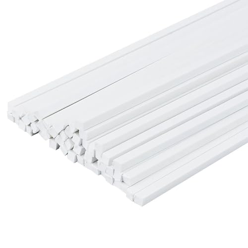50 Stück ABS-Kunststoff-Vierkantstäbe for den DIY-Modellbau – 2–6 mm weiße Styrolrohre for Sandtische, Architekturprojekte(5X5X500mm) von JKFNAGOE