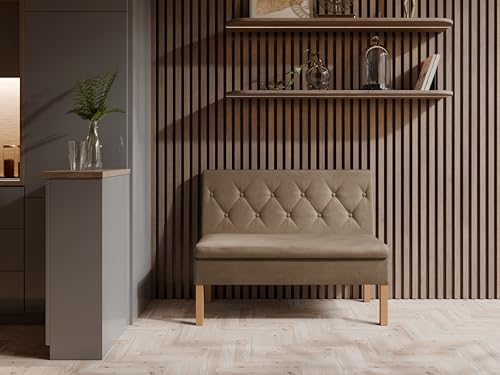 JKG Meble Essbank fur Kuche - Sitzbank Esszimmer mit Aufbewahrungsbehälter - Modern Essbank Küche - Stoff Velours - gepolsterte Rückenlehne - Braun - Monolith 09-120cm von JKG Meble