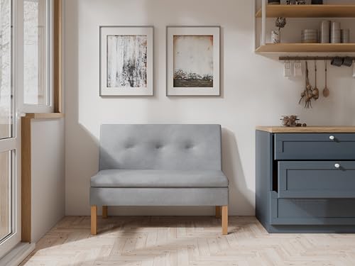 JKG Meble Essbank fur Kuche - Sitzbank Esszimmer mit Aufbewahrungsbehälter - Modern Essbank Küche - Stoff Velours - gepolsterte Rückenlehne - Grau - Monolith 84-120cm von JKG Meble