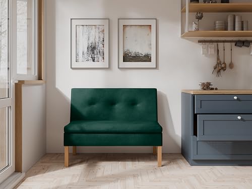 JKG Meble Essbank fur Kuche - Sitzbank Esszimmer mit Aufbewahrungsbehälter - Modern Essbank Küche - Stoff Velours - gepolsterte Rückenlehne - Grün - Monolith 37-120cm von JKG Meble