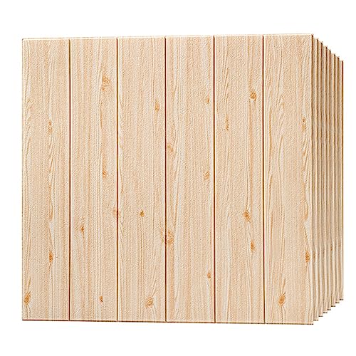 JKGHK Holzmaserung Tapete, 3D Holzmaserung Selbstklebend Wandpaneele 70 X 70 cm Holzpaneele Wandverkleidung Wandpapier Für Wohnzimmer, 10 Stück von JKGHK