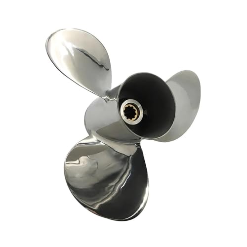 Ersatzteile Außenbordpropeller aus Edelstahl, passend for Motoren mit 20–30 PS, 12 Zähne, 9–7/8 Zoll × 10–1/2 Zoll, OEM-Teilenummer 664-45954-00-EL von JKGVNCT