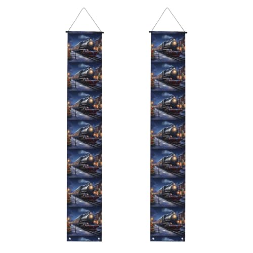 JKIEGOQ Banner, Motiv: Winter, Weihnachten, Schnee-Nacht, Eisenbahn, Zug, Abschluss, Veranda, stabil, langlebig, waschbar und wiederverwendbar, 30,5 x 180 cm JKIEGOQ Banner, Motiv: Winter, Weihnachten, Schnee-Nacht, Eisenbahn, Zug, Abschluss, Veranda, stabil, langlebig, waschbar und wiederverwendbar, 30,5 x 180 cm von JKIEGOQ