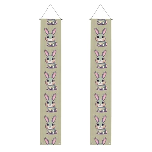 JKIEGOQ Süßes kleines Häschen Bild Abschlussfeier Veranda Banner – stabil, langlebig, waschbar und wiederverwendbar, Abschlussdekoration, 30,5 x 180,9 cm von JKIEGOQ