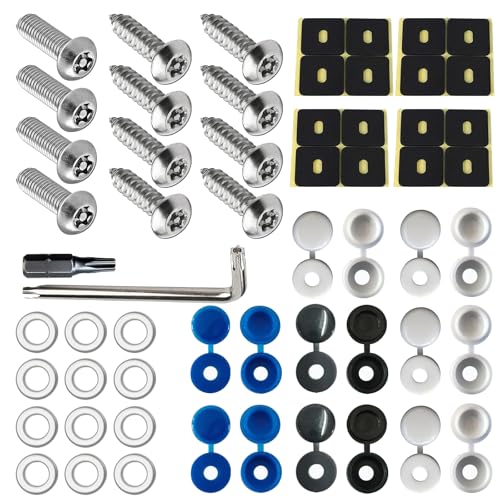 JKITNHJOT Diebstahlschutz Kennzeichen Schrauben Fitting Set, M5 Edelstahl Kennzeichenschrauben und Kappen Kit, Universal Nummernschild Schrauben Für Auto & Motorrad JKITNHJOT Diebstahlschutz Kennzeichen Schrauben Fitting Set, M5 Edelstahl Kennzeichenschrauben und Kappen Kit, Universal Nummernschild Schrauben Für Auto & Motorrad von JKITNHJOT