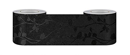 JKIYUGFGH Tapetenbordüre selbstklebend zum Aufkleben für Wohnzimmer Küche Badezimmer Abnehmbare Wasserdicht Bodenleiste PVC Dekorative Bordüre Schwarze Rebe 20cm X 500cm von JKIYUGFGH