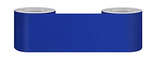 Tapetenbordüre selbstklebend zum Aufkleben für Wohnzimmer Küche Badezimmer Abnehmbare Wasserdicht Bodenleiste PVC Dekorative Bordüre Blau matt 5cm X 500cm von JKIYUGFGH