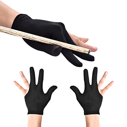 JKJF 4 Stück 3 Finger Billard Handschuh Elastischer Snooker Queue Handschuhe Universal Billard Pool Handschuhe für Männer Frauen Linke Rechte Hand - Stil 1 von JKJF