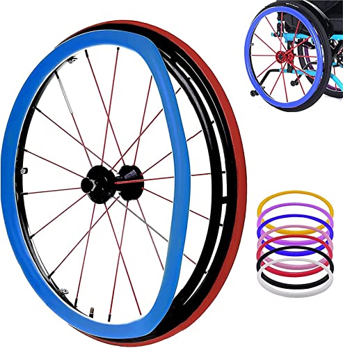 JKLAND Rollstuhl-Schiebefelgen-Abdeckungen, Hinterrad-Sport-Rollstuhl-Abdeckung, Silikon-Handschub-Abdeckung, verbessert den Grip und die Traktion (Color : G, Größe : 22 inches) von JKLAND