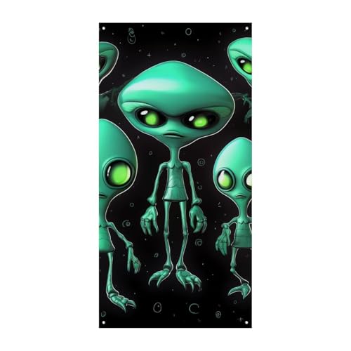 Aliens Türabdeckung Banner Willkommen Eingang Schild Party Banner Urlaub Party Dekorationen Geburtstag Banner für festliche Feiern 70 x 35,4 Zoll von JKLQWH