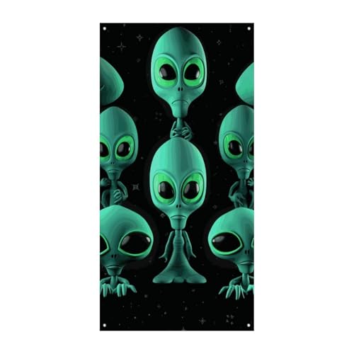 Aliens Türabdeckung Banner Willkommen Eingang Schild Party Banner Urlaub Party Dekorationen Geburtstag Banner für festliche Feiern 70 x 35,4 Zoll von JKLQWH