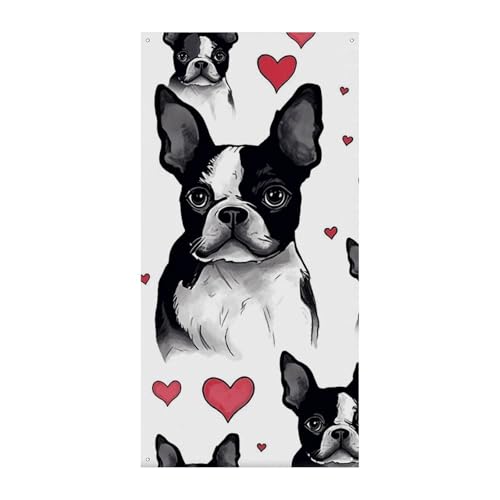 Boston Terrier Herz Hund Türabdeckung Banner Willkommen Eingang Schild Party Banner Urlaub Party Dekorationen Geburtstag Banner für festliche Feiern 70 x 35,4 Zoll Boston Terrier Herz Hund Türabdeckung Banner Willkommen Eingang Schild Party Banner Urlaub Party Dekorationen Geburtstag Banner für festliche Feiern 70 x 35,4 Zoll von JKLQWH