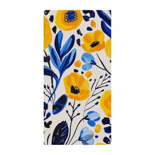 Gelbe und blaue Blumen Türabdeckung Banner Willkommen Eingang Schild Party Banner Urlaub Party Dekorationen Geburtstag Banner für festliche Feiern 70 x 35,4 Zoll von JKLQWH