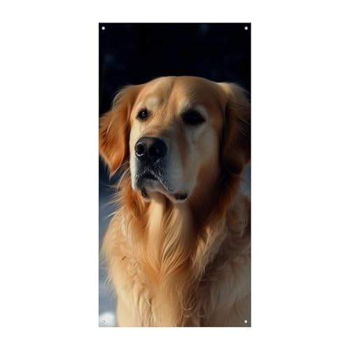 Golden Retriever Türabdeckung Banner Willkommen Eingang Schild Party Banner Urlaub Party Dekorationen Geburtstag Banner für festliche Feiern 70 x 35,4 Zoll von JKLQWH