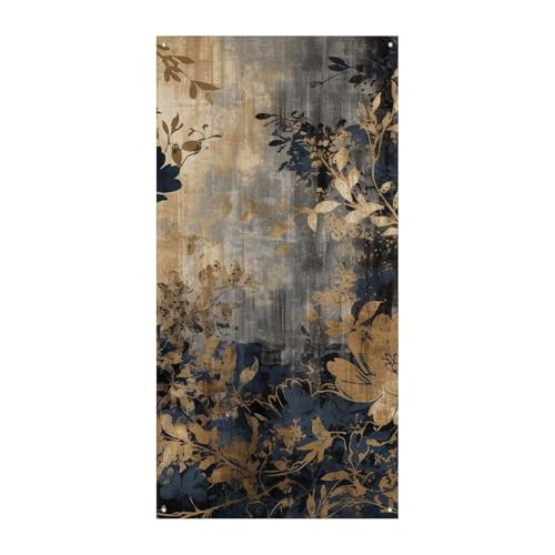 Goldene und schwarze Blumen Türabdeckung Banner Willkommen Eingang Schild Party Banner Urlaub Party Dekorationen Geburtstag Banner für festliche Feiern 70 x 35,4 Zoll von JKLQWH