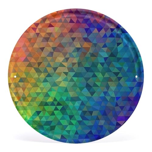 JKLQWH Wandbild, mit Regenbogen-Dreieck, bedrucktes rundes Eisen-Hängebild, Wandkunst-Dekor, Zuhause für Schlafzimmer, Wohnzimmer, Badezimmer, Eisen, Gemälde, 30 x 29 cm JKLQWH Wandbild, mit Regenbogen-Dreieck, bedrucktes rundes Eisen-Hängebild, Wandkunst-Dekor, Zuhause für Schlafzimmer, Wohnzimmer, Badezimmer, Eisen, Gemälde, 30 x 29 cm von JKLQWH