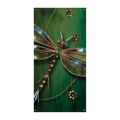 Juwel Libelle Türabdeckung Banner Willkommen Eingang Schild Party Banner Urlaub Party Dekorationen Geburtstag Banner für festliche Feiern 70 x 35,4 Zoll von JKLQWH