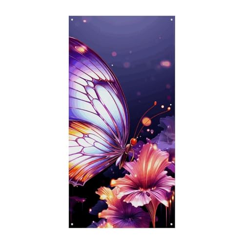 Lila Schmetterling Türabdeckung Banner Willkommen Eingang Schild Party Banner Urlaub Party Dekorationen Geburtstag Banner für festliche Feiern 70 x 35,4 Zoll Lila Schmetterling Türabdeckung Banner Willkommen Eingang Schild Party Banner Urlaub Party Dekorationen Geburtstag Banner für festliche Feiern 70 x 35,4 Zoll von JKLQWH