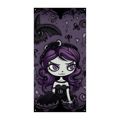 Lila Schwarz Gothic Gruselige Türabdeckung Banner Willkommen Eingang Schild Party Banner Urlaub Party Dekorationen Geburtstag Banner für festliche Feiern 70 x 35,4 Zoll Lila Schwarz Gothic Gruselige Türabdeckung Banner Willkommen Eingang Schild Party Banner Urlaub Party Dekorationen Geburtstag Banner für festliche Feiern 70 x 35,4 Zoll von JKLQWH
