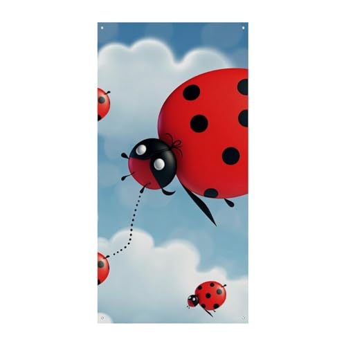 Marienkäfer und Wolke Türabdeckung Banner Willkommen Eingang Schild Party Banner Urlaub Party Dekorationen Geburtstag Banner für festliche Feiern 70 x 35,4 Zoll von JKLQWH