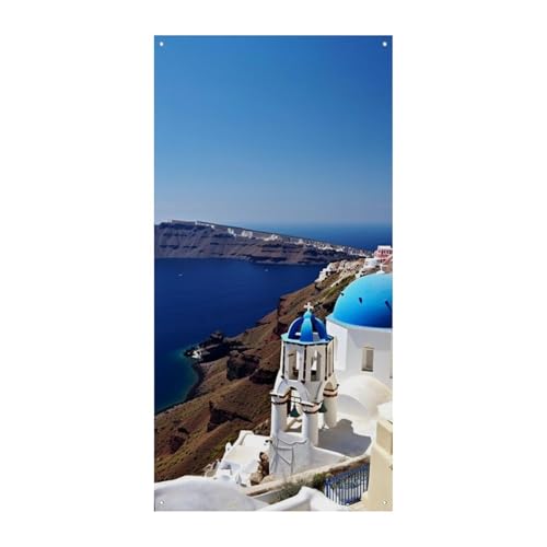 Santorini Griechische Insel Meer Blick Tür Abdeckung Banner Willkommen Eingang Schild Party Banner Urlaub Party Dekorationen Geburtstag Banner für festliche Feiern 70 x 35,4 Zoll Santorini Griechische Insel Meer Blick Tür Abdeckung Banner Willkommen Eingang Schild Party Banner Urlaub Party Dekorationen Geburtstag Banner für festliche Feiern 70 x 35,4 Zoll von JKLQWH