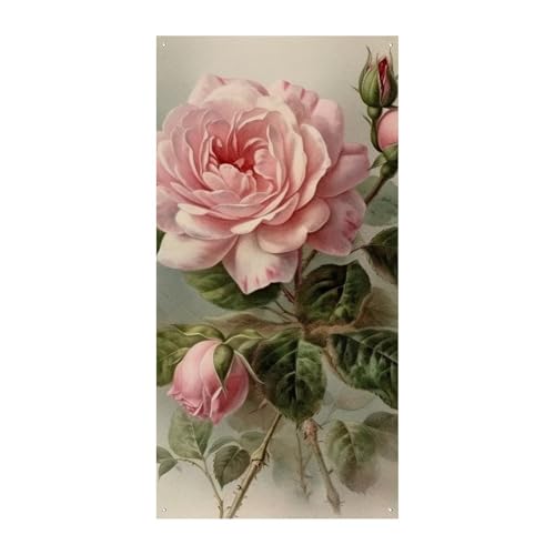 Vintage Schöne Rose Türabdeckung Banner Willkommen Eingang Schild Party Banner Urlaub Party Dekorationen Geburtstag Banner für festliche Feiern 70 x 35,4 Zoll von JKLQWH