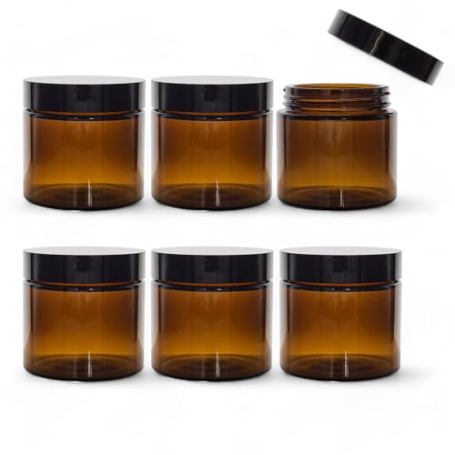 JKODE 6 x 250 ml Braunglasbehälter mit schwarzem Polypropylendeckel, ideal for Verpacken von Hautpflegeprodukten, Balsam, Creme und Anderen Produkten. JKODE 6 x 250 ml Braunglasbehälter mit schwarzem Polypropylendeckel, ideal for Verpacken von Hautpflegeprodukten, Balsam, Creme und Anderen Produkten. von JKODE