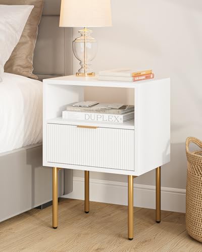 JKODE Goldene Beine Holz mittelalterlicher moderner Nachttisch, weiß (48 * 36 * 30) von JKODE