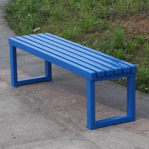 JKODE Moderne Gartenbank for den Außenbereich – Sitzfläche aus Massivholz und Stahlrahmen – 100/120/150 cm for Terrasse, Pool und Balkon(Blue,150cm) von JKODE
