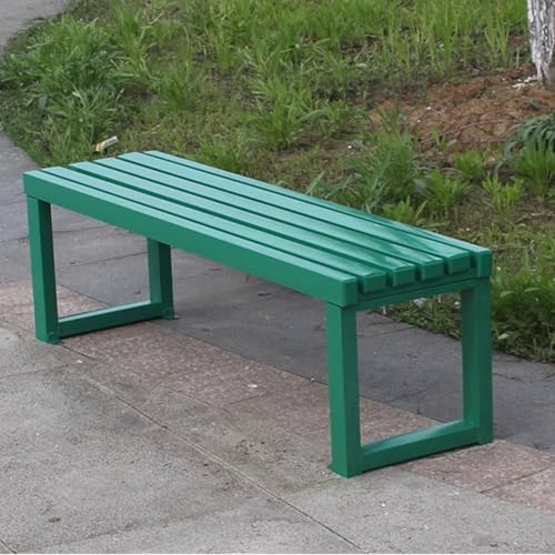 JKODE Moderne Gartenbank for den Außenbereich – Sitzfläche aus Massivholz und Stahlrahmen – 100/120/150 cm for Terrasse, Pool und Balkon(Green,100cm) von JKODE