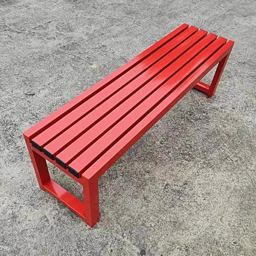 JKODE Robuste Gartenbank aus Metall for 3 Personen – wetterfeste Sitzgelegenheiten for die Terrasse im Freien for Parks und Gärten(Red,120cm) von JKODE