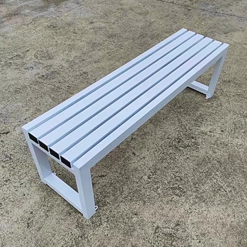 JKODE Robuste Gartenbank aus Metall for 3 Personen – wetterfeste Sitzgelegenheiten for die Terrasse im Freien for Parks und Gärten(White,150cm) von JKODE