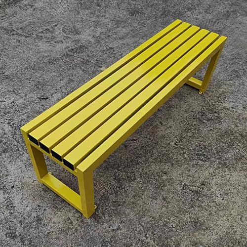 JKODE Robuste Gartenbank aus Metall for 3 Personen – wetterfeste Sitzgelegenheiten for die Terrasse im Freien for Parks und Gärten(Yellow,120cm) von JKODE