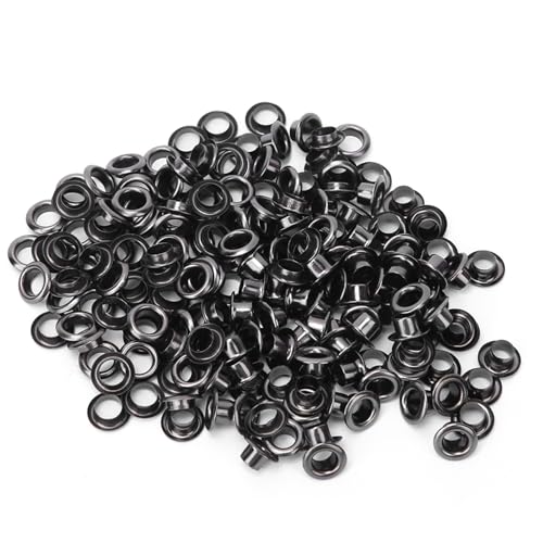 100pcs Messing -Grommet -Kit Metall Ösen mit Unterlegscheiben für Schuhkleidung Canvas Leder DIY -Projekte, 4 mm Innendurchmesser, schwarzes Finish, langlebige (Silberschwarz) von JKOKPMG