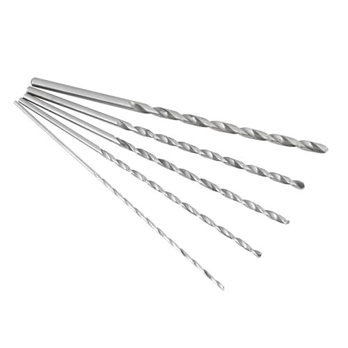 5 pcs extra langer HSS-Drehbohrbitset (2 mm 3 mm 3 mm 4 mm 5 mm), 150 mm Hochgeschwindigkeitsstahl-Stahl-Schaftbohrer-Bohrer für Holz, Kunststoff, Aluminium, Eisen-langlebig und von JKOKPMG