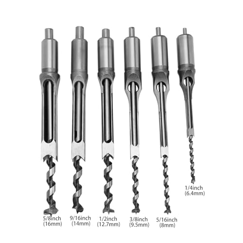 6 Stück Quadrat Lochbohrer Bit Set, professionelle Holzschneckenbohrer-Bohrer für Bau und Installation, umfasst 6 Größen 6,35 mm 8 mm 9,5 mm 12,7 mm 14 mm 16 mm, HRC48-50 Stahl 6 Stück Quadrat Lochbohrer Bit Set, professionelle Holzschneckenbohrer-Bohrer für Bau und Installation, umfasst 6 Größen 6,35 mm 8 mm 9,5 mm 12,7 mm 14 mm 16 mm, HRC48-50 Stahl von JKOKPMG