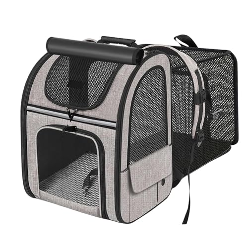 Erweiterbar Katzenrucksack - Hunderucksack bis 8kg, Faltbare Katzen Rucksack für Katzen Hunde mit Innerer Sicherheitsleine und Haustiermatte Katzen Transport Tasche max 42 * 28 * 60cm Grau Erweiterbar Katzenrucksack - Hunderucksack bis 8kg, Faltbare Katzen Rucksack für Katzen Hunde mit Innerer Sicherheitsleine und Haustiermatte Katzen Transport Tasche max 42 * 28 * 60cm Grau von JKOKPMG