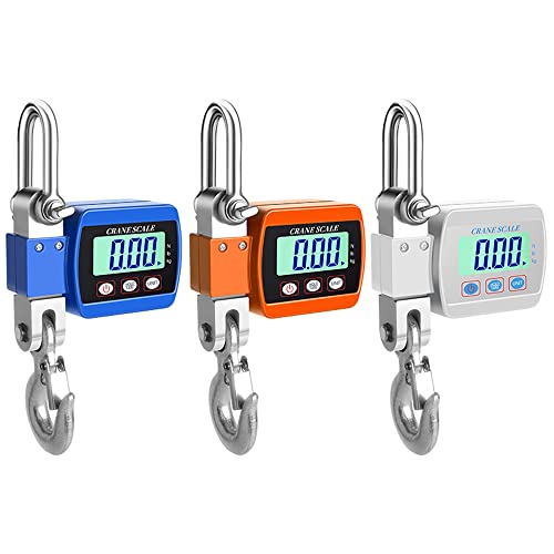 Kranwaage mit LCD-Digitalanzeige, 0,05 bis 500 kg, tragbar, industriell, elektronisch, für hohe Beanspruchung, mit Einheitenwechselfunktion, für Hafenterminaltransport, (Blau) (Orange) von JKOKPMG