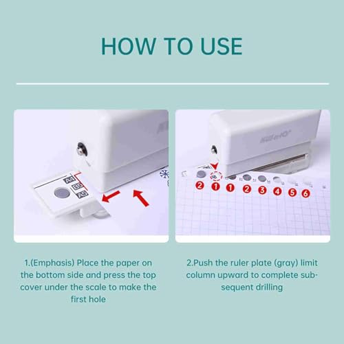 Paper Punch 6 Loch Handheld Mini Tragbarer Loch Puncher für lose Blatt Notizbücher Handwerksprojekte 3 Blätter Kapazität 5,5 mm Lochdurchmesser A4 B5 A5 Pinkgrün weiß (Transparent braun) (Grün) von JKOKPMG