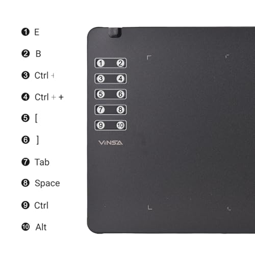 Vinsa T906 Professionelle Grafik -Zeichnung Tablet Ultra dünner Batterie freier Stift 8192 Pegel Druck 10 Verknüpfungsschlüssel mit Mac Android für Digitalartists Designer (1) (2) von JKOKPMG
