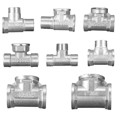 Edelstahl-Rohrverschraubungen T-Stück 1/2" BSP Innengewinde Außengewinde Wasserrohr Kolben Winkelventil Wasserheizung Armaturen(F-M-F) von JKPQQEHV