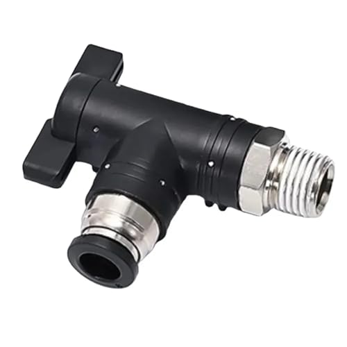 Griff-Kugelhahn, pneumatische Luftarmatur, Einstecken for Anschließen von 4 6 8 10 12 14 16 mm Rohr, 1/8 Zoll 1/4 3/8 1/2 BSP-Außengewinde, gerader Winkel(BL Black,6-M5) von JKPQQEHV