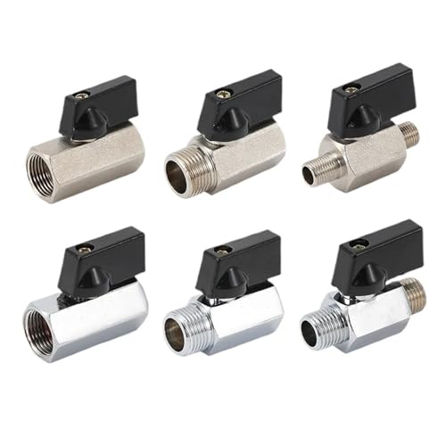 Messing-Mini-Kugelhahn 1/8" 1/4" 3/8" 1/2" BSP Gewinde männlich zu weiblich for Wasser Gas Öl Absperrventil Luftkompressor(F-F Matte Type,1/2") von JKPQQEHV