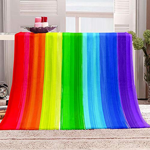 JKRFV Decken Farbe Regenbogen 3D-Druckmuster für Besseren Schlaf Flanelldecke für Erwachsene und Kinder Warm Weiche Schlafdecke 150x200cm von JKRFV